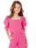CONJUNTO BLUSA CROPPED MANGAS BUFANTE APLICAÇÕES CORAÇÃO BOTÕES COSTAS CALÇA BOLSOS LISA LULUZINHA 0