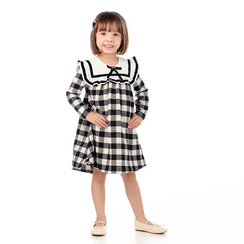 VESTIDO ML XADREZ DETALHE BABADOS LAÇO ZÍPER COSTAS LULUZINHA 090825124