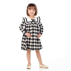 VESTIDO ML XADREZ DETALHE BABADOS LAÇO ZÍPER COSTAS LULUZINHA 090825124