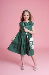 VESTIDO MC TRICOLINE LAÇO PUFFER BABADOS BOLSOS PITUCHINHUS 27333