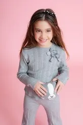 BLUSA ML TRICOT PONTO RENDADO LACINHOS CRISTAIS PITUCHINHUS 27132