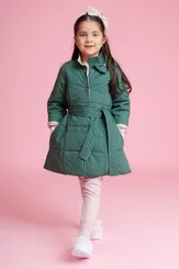 CASACO PUFFER TRICOLINE LACINHO BOTÕES COM CINTO PITUCHINHUS 27394