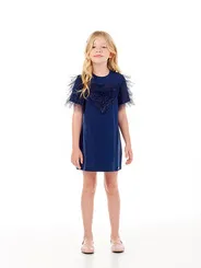VESTIDO MANGAS EM TULE BORDADO CORAÇÃO LULUZINHA 090769124