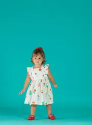 VESTIDO COM RECORTE FRENTE E BABADO PRECOCE BVT4919