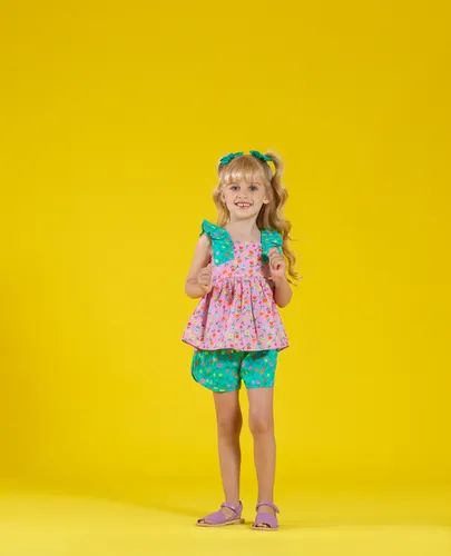CONJUNTO BLUSA ALÇA BABADO COM SHORT PRECOCE MCJ4937