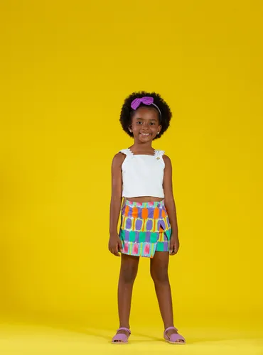 CONJUNTO BLUSA COM SHORT SAIA ASSIMETRICA PRECOCE M2CJ4993
