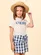 CONJUNTO BLUSA COM SHORT SAIA XADREZ ANIMÊ N4414