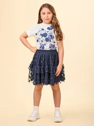 CONJUNTO CAMISETA COM SAIA TULE ANIMÊ N4462