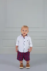 CONJUNTO CAMISA SOCIAL ML COM BERMUDA PRECOCE BCO5144