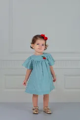 VESTIDO COM PALA REDONDA DETALHE CEREJINHA PRECOCE BVT5101