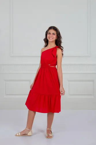 VESTIDO UM OMBRO SÓ COM AMARRAÇÃO PRECOCE LVT5137