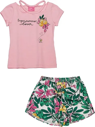 CONJUNTO BLUSA E SHORT FLORIDO ROSA