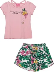 CONJUNTO BLUSA E SHORT FLORIDO ROSA