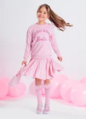 SAIA SHORT TRICOT PLISSADA CRISTAIS BARBIE PITUCHINHUS 40000