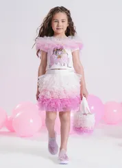 BLUSA RIBANA OMBRO A OMBRO TULE SERIGRAFIA BARBIES PITUCHINHUS 40023