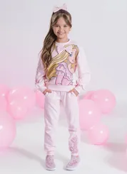 BLUSA MOLETOM SERIGRAFIA BARBIE COM PRESILHA LAÇO PITUCHINHUS 40026