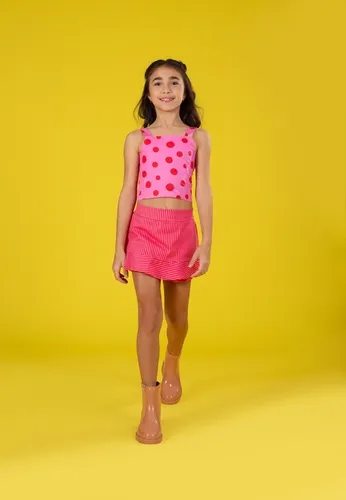 CONJUNTO BLUSA ALÇA E SHORT SAIA PRECOCE LCJ5405