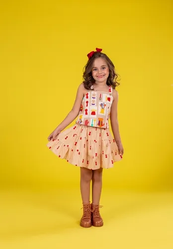CONJUNTO BLUSA E SAIA DIA DE MINI CHEFE PRECOCE M2CJ5367