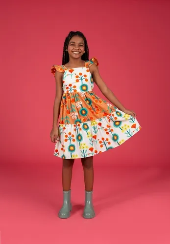 VESTIDO DECOTE NAS COSTAS AMARRAÇÃO FLORAL TERRACOTA PRECOCE LVT5418