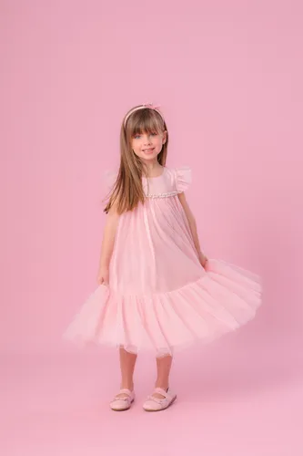 VESTIDO TULE PRINCESA BORDADOS PÉROLAS E CRISTAIS PITUCHINHUS 28700
