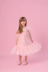 VESTIDO TULE PRINCESA BORDADOS PÉROLAS E CRISTAIS PITUCHINHUS 28700