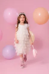 VESTIDO BABADOS TULE COLAR BORDADO PITUCHINHUS 28748