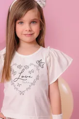 BLUSA COTTON SERIGRAFIA CORAÇÃO LOVE MG ALGODÃO PITUCHINHUS 28757