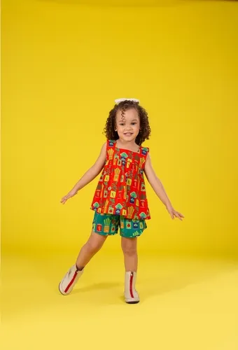 CONJUNTO BLUSA EVASÊ E SHORT DE VIÉS HORTINHA PRECOCE MCJ5319