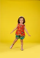 CONJUNTO BLUSA EVASÊ E SHORT DE VIÉS HORTINHA PRECOCE MCJ5319