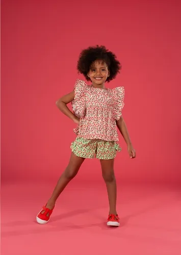 CONJUNTO BLUSA BABADO COM SHORT CEREJINHA PRECOCE MCJ5310