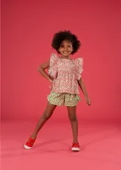 CONJUNTO BLUSA BABADO COM SHORT CEREJINHA PRECOCE MCJ5310