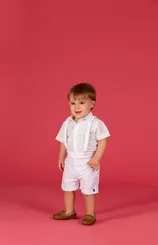 CONJUNTO CAMISA MC E JARDINEIRA PRECOCE BCO5429