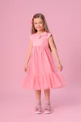 VESTIDO TULE LAÇO PUFFER BORDADO PITUCHINHUS 28744