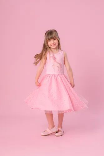VESTIDO UNICÓRNIO CRISTAL SAIA TULE CORAÇÕES PITUCHINHUS 28799
