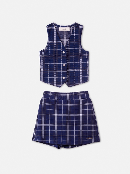 CONJUNTO COLETE E SHORT SAIA JACQUARD XADREZ ANIMÊ N4821