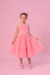 VESTIDO FRUFRU TULE COLAR BORDADO COM CINTO PITUCHINHUS 28750