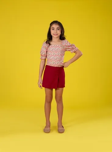 CONJUNTO BLUSA E SHORT CEREJINHA PRECOCE LCJ5404