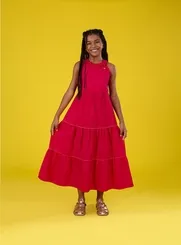 VESTIDO MIDI DECOTE REDONDO PRECOCE LVT5421