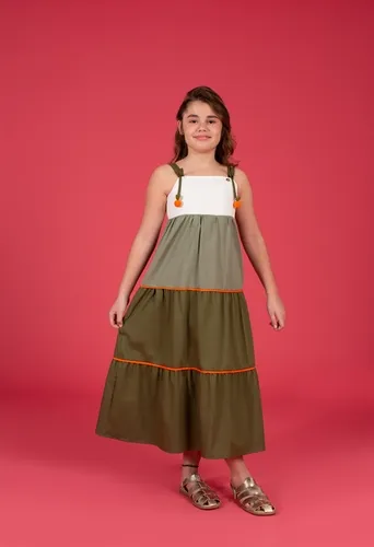 VESTIDO MIDI COM ALÇA E PONTEIRA CROCHÊ PRECOCE LVT5422