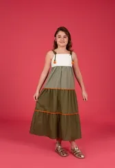 VESTIDO MIDI COM ALÇA E PONTEIRA CROCHÊ PRECOCE LVT5422