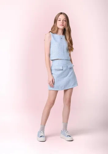 CONJUNTO TOP E SAIA TWEED XADREZ AUTHORIA R5368