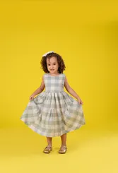 VESTIDO XADREZ SAIA COM RECORTE ONDULADO PRECOCE MVT5304