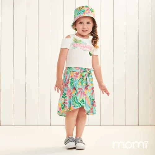 CONJUNTO BLUSA C/ SAIA ESTAMPADO