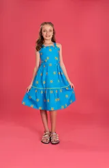 VESTIDO COM RECORTE NA CINTURA E LASTEX COSTAS PRECOCE LVT5597