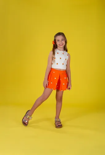 CONJUNTO BLUSA COM AMARRAÇÃO NAS COSTAS E SHORT SAIA PRECOCE M2CJ5542