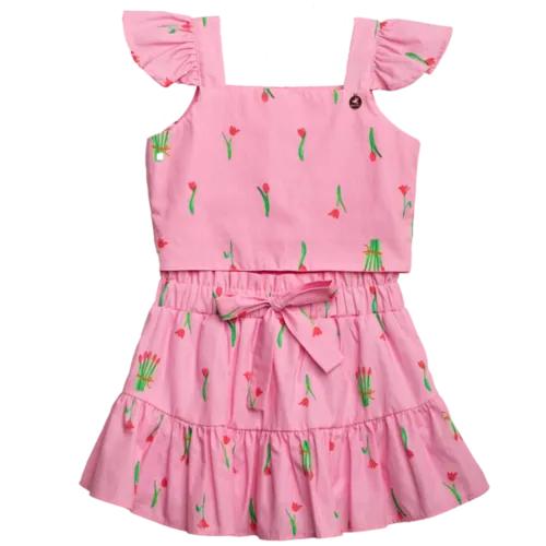 CONJUNTO BLUSA ALÇA BABADINHO E SAIA PRECOCE M2CJ5575
