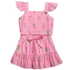 CONJUNTO BLUSA ALÇA BABADINHO E SAIA PRECOCE M2CJ5575