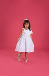 VESTIDO OMBRO COM LAÇO E SAIA COM PALA PRECOCE M2VT5553
