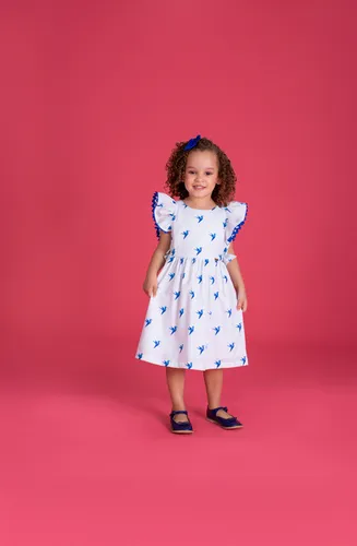 VESTIDO SIANINHA NA MANGA E LAÇOS NAS COSTAS PRECOCE MVT5530