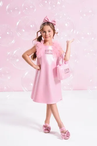 VESTIDO MALHA BRILHO FRU-FRU TULE OMBROS BARBIE LANTEJOULA PITUCHINHUS 40121